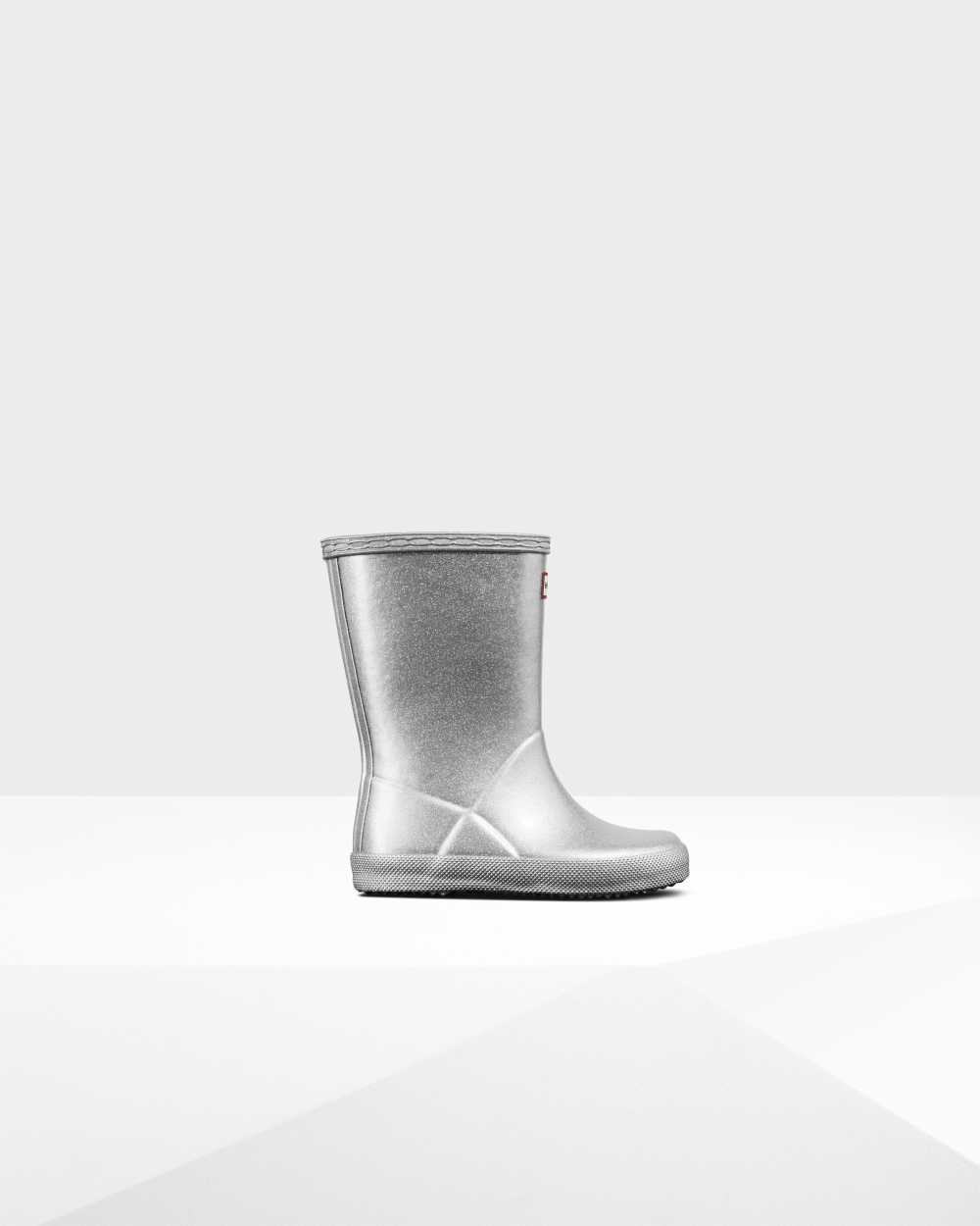 Hunter Kids Original First Classic Cosmic Glitter Short Wellington Boots Silver,YUVG02864